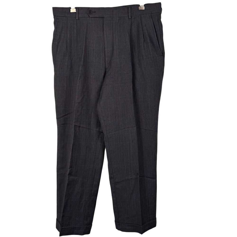 Oscar de la Renta‎ Dress Pants Trousers Size 35 Men's Gray 100% Wool Pleated